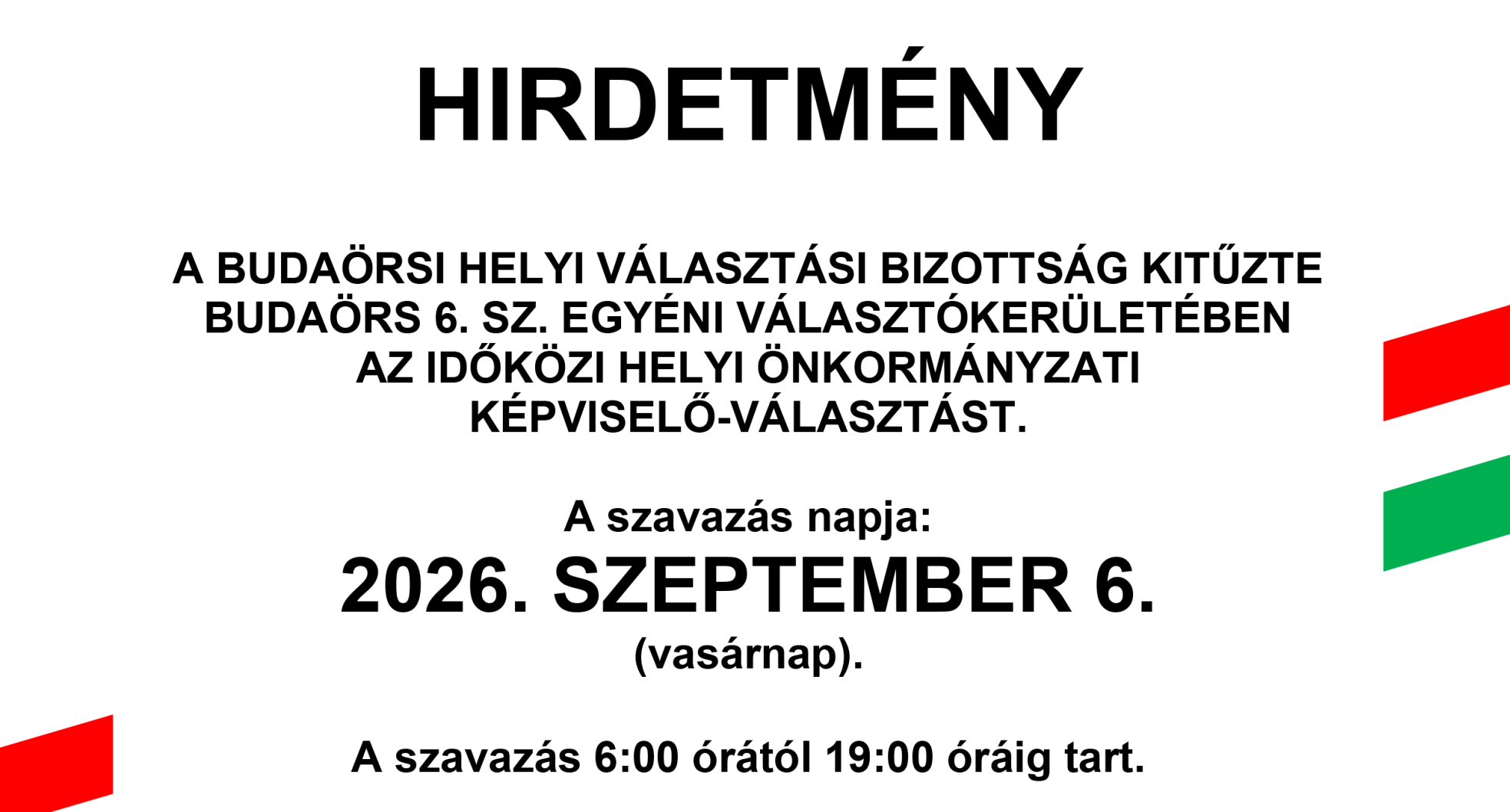 Időközi önkormányzati képviselő-választás lesz Budaörsön szeptemberben a 6-os számú egyéni választókerületben.