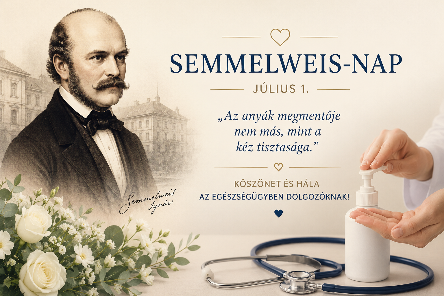 Semmelweis-nap – Munkaszünet az egészségügyben 2026. július 1-jén