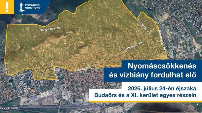 Nyomáscsökkenés és vízhiány Budaörs és a XI. kerület egyes részein július 24-én éjszaka