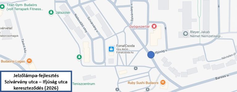 Jelzőlámpás fejlesztés kezdődik Budaörsön a Szivárvány utca és az Ifjúság utca kereszteződésénél