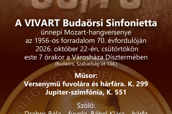 A VIVART Budaörsi Sinfonietta ünnepi Mozart-hangversenye Budaörsön