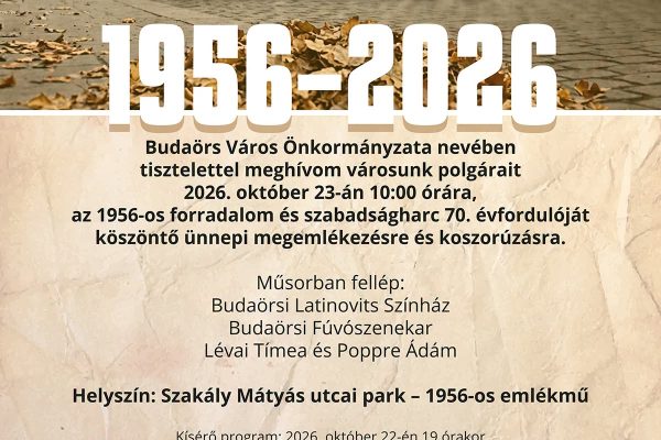 Október 23-ai városi megemlékező ünnepség Budaörsön