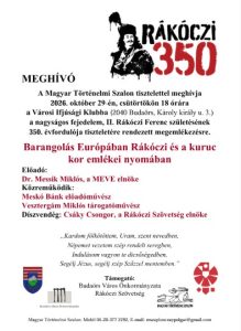 Rákóczi 350 Budaörsön is megemlékeznek a nagyságos fejedelemről