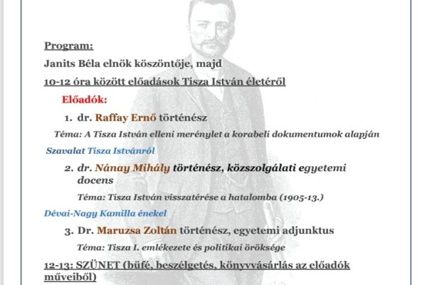 Tisza Istvánra emlékeznek Nagykovácsiban történészek és közéleti szereplők részvételével